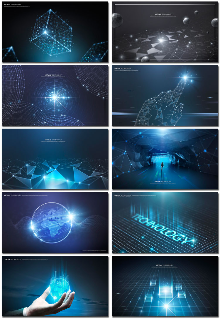 藍(lán)色科技信息技術(shù)互聯(lián)網(wǎng)格三維立體空間背景海報(bào)PSD模板設(shè)計(jì)素材